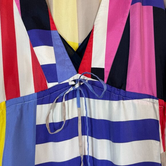 Kate Spade Silk Dress Multicolor Striped Go Fly A Kite Midi Medium - Picture 8 of 11